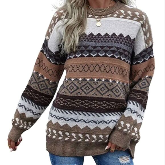 COZY KNIT FAIR ISLE FISHERMAN VINTAGE 80S 90S UGLY WINTER SWEATER GRANDP… - Picture 2 of 15